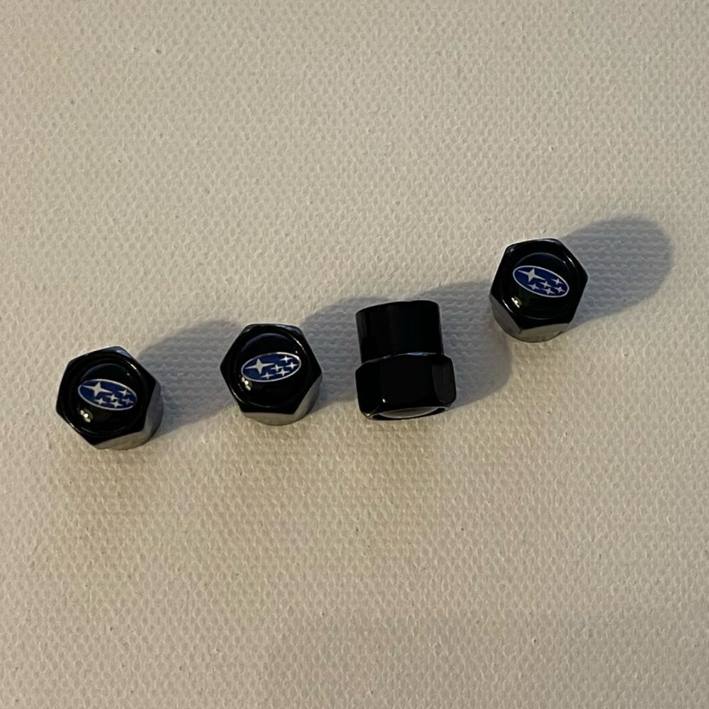 Subaru Valve Stem Caps in Black Set of 4โNWT